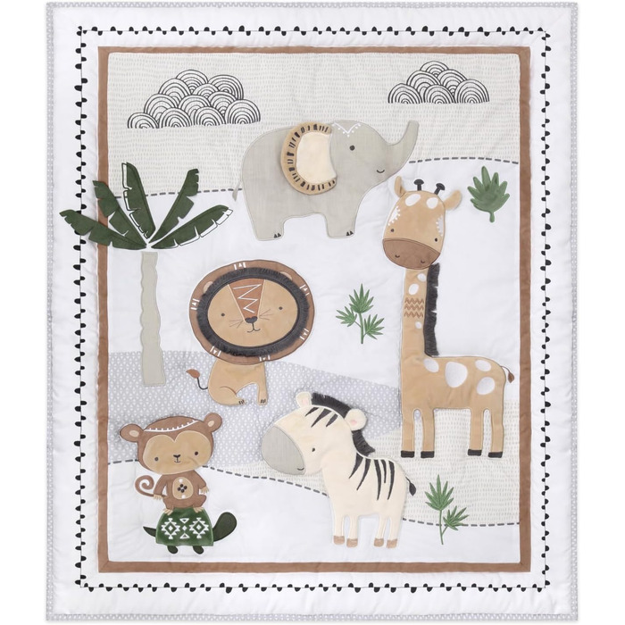 Комплект постільної білизни для дитячого ліжечка Peanutshell Safari для хлопчиків або дівчаток, 4-х місний комплект постільної біл