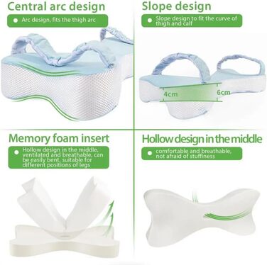 Надзвичайно велика ортопедична подушка для колін для тих, хто спить на боці - подушка з піни з ефектом пам&39яті 53 см для полегшення болю в стегнах і спині, збільшена подушка між ногами для