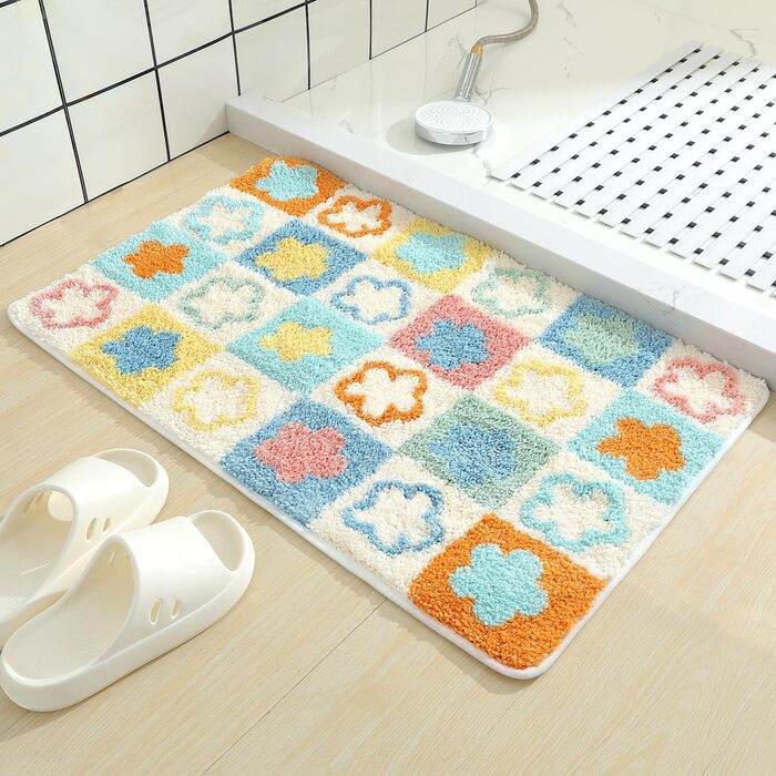 Милий килимок для ванної/килимок для ванної Molesun, нековзний м&39який килимок для душу, милий плюшевий мікрофібра, суперпоглинаючий плюшевий килимок, 50x80 см (прямокутний), маленькі квіти