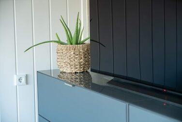 Круглий плетений кошик для зберігання Decorasian, виготовлений з екологічно чистої морської трави - діаметр 25 см, натуральний колір