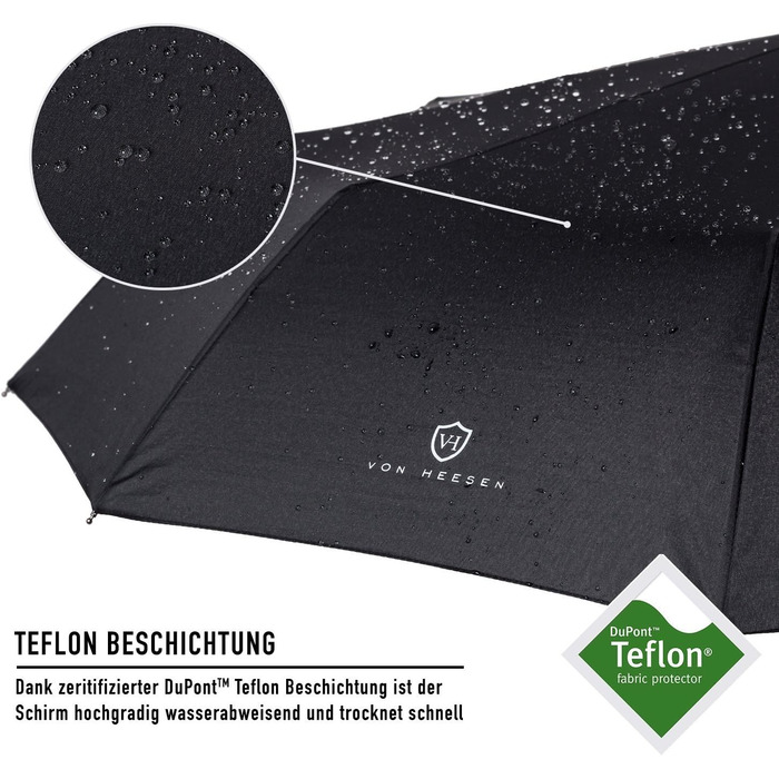 Парасолька VON HEESEN захищена від шторму до 140 км/год - з сумкою-парасолькою та дорожнім футляром - Складна парасолька з автомат