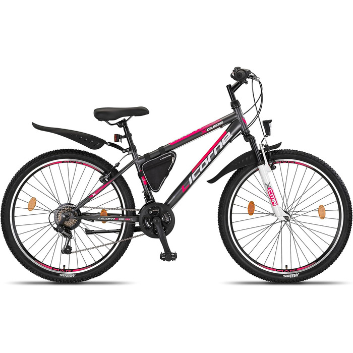 Гірський велосипед преміум-класу Licorne Bike Guide у розмірах 20, 24, 26, 27,5 та 29 дюймів, для дівчат, хлопчиків, чоловіків та жінок, антрацитовий 26 дюймів