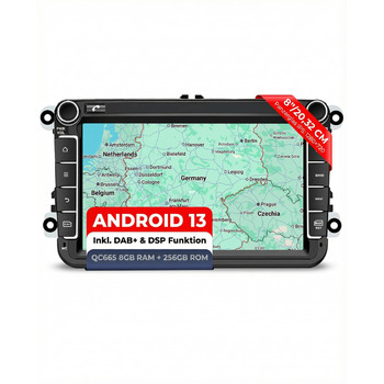 Автомагнітола MIC AV8V7-Ultra на Android 13 з навігацією Snapdragon 665, 8 ГБ 256 ГБ, 8 дюймів, DSP, SIM-карта, бездротовий зв&39язок Apple CarPlay та Android Auto, DAB, CANBUS, GPS для VW/KODA/SEAT (заміна RNS/RCD)