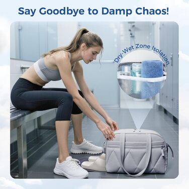 Жіноча дорожня сумка, легка спортивна сумка-пуховик з відділенням для взуття, сумка для вихідних, сумка для клініки, сумка для пологів, сумка для лікарні, дорожня сумка для авіаперельотів, фітнесу, сауни (сіра) Розмір сірий M 42*20*29