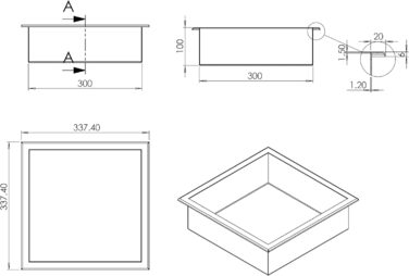 Настінна ніша з нержавіючої сталі BERNSTEIN BS303010-30 x 30 x 10 см - Поличка для душової кабіни для ванного приладдя - Гнучка установка - Доступна в чорному, білому та нержавіючому виконанні, колір чорний