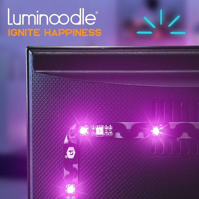 Світлодіодне підсвічування Luminoodle USB для телевізора в кольорі, 15 кольорів, світлодіодне зміщення RGB для HDTV, екрану телевізора та монітора ПК, світлодіодна стрічка самоклеюча (4 метри)