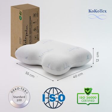 Комфортна ортопедична подушка для шиї ергономічна подушка з піни з ефектом пам&39яті для сну на боці та спині, подушка для здоров&39я від болю в шиї, подушка для сну проти зморшок 554012 см