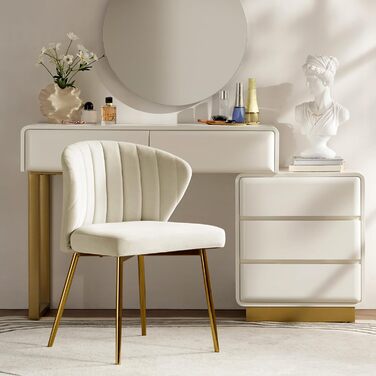 Сучасні обідні стільці, оксамитові кухонні стільці, обідні стільці з металевими ніжками, туалетний стілець для вітальні, бежевий 1 бежевий