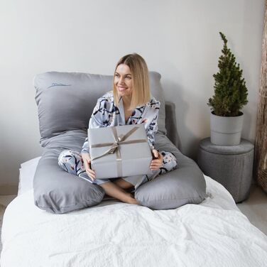 Наволочка з бамбука, яку можна прати Наволочка для подушок для сну на боці, комфортних подушок для дорослих, подушок для годування та подушок для сну на боці для вагітних Дихаюча наволочка Сірий бамбук - Сірий