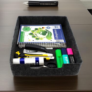 Лоток для документів LUXflair Felt DIN A4, розмір 33,5x24,5x7 см, темно-сірий, штабелюється, поверхня, що протирається. Лоток для листів, настільний органайзер для офісу та дому, темно-сірий 1
