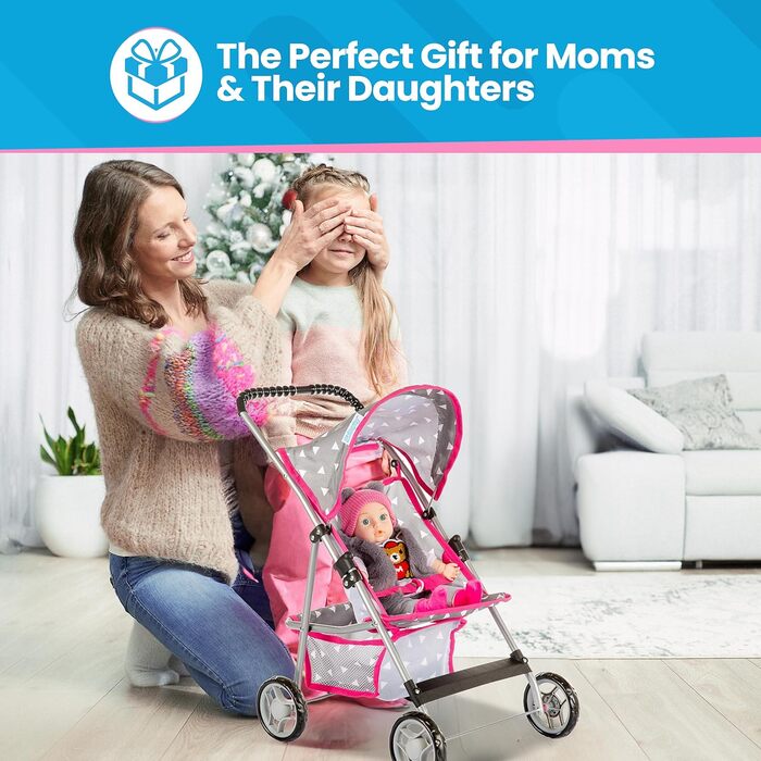 Коляска для ляльок Kinderplay, коляска для ляльок-баггі, коляска з ременем безпеки та сіткою для покупок - дитяча іграшка, сучасні