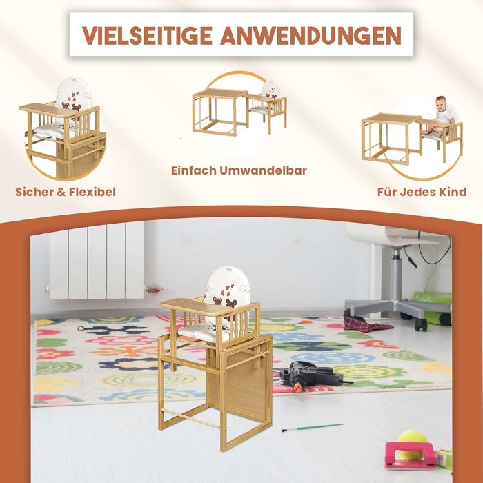 Комбінований дитячий стільчик Best for Kids легко трансформований дитячий стільчик-стілець дерев'яний дитячий стільчик зі столом і