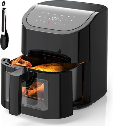 Фритюрниця EUARY Hot Air Fryer 4.5 л Фритюрниця з 8 програмами, фритюрниця з книгою рецептів німецькою мовою, фритюрниця гаряче повітря без жиру, фритюрниця з книгою рецептів німецькою мовою. 4,5 л