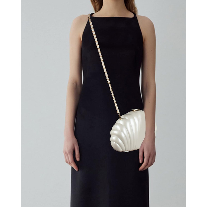Жіноча вечірня сумочка-клатч з блискітками та оболонкою, блискуча сумочка зі стразами та ланцюжком для весілля, білий 07048