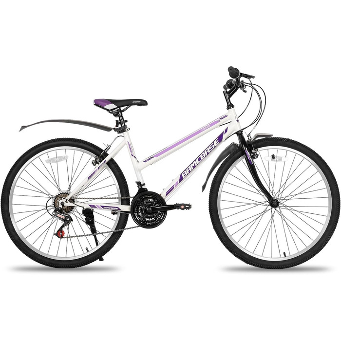 Гірський велосипед HILAND 24/26 дюймів, 21-швидкісний подвійний V-подібний гальмо MTB, гірський велосипед для підлітків та дорослих, чоловіків та жінок, білий 24 дюйми