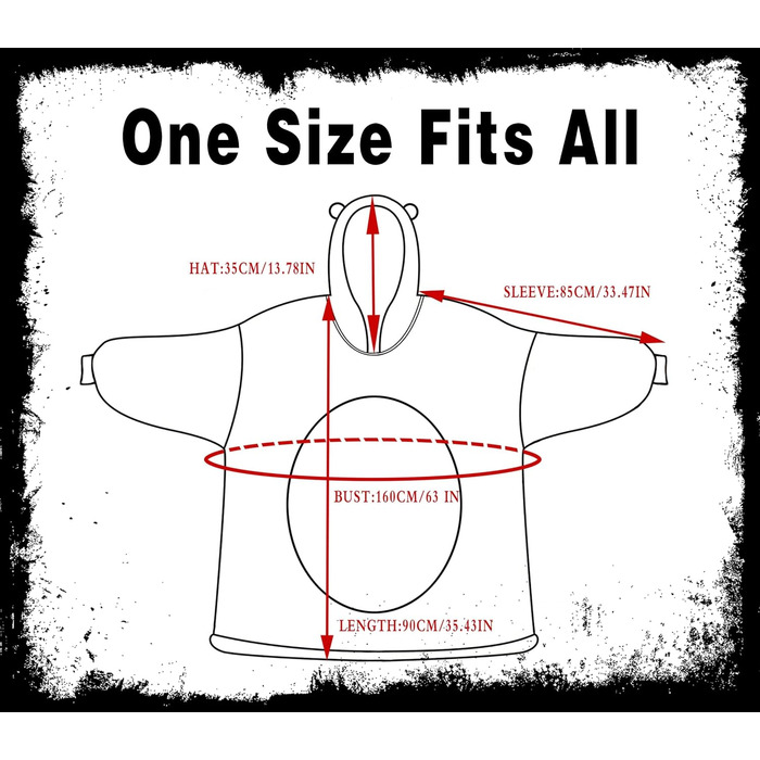 Костюм бика dressfan, худі, карнавальний костюм на Хелловін, тепла м&39яка портативна ковдра з мікрофібри та шерпи з рукавами та капюшоном для жінок та чоловіків, чорний, один розмір