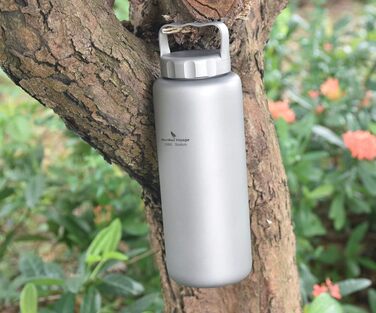 Мл титанова пляшка для кемпінгу, відкритого типу, посуд із широким горлом, легка портативна пляшка для води, велика пішохідна пляшка для пікніка, одношарова питна пляшка з ручкою Ti3006D 1050 мл з ручкою Ti3006d, 1050