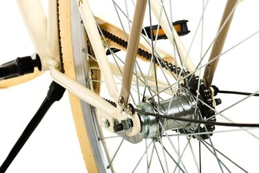 Жіночий міський велосипед MILORD Comfort з плетеним кошиком, вінтажний, 26, 28 дюймів, 1 швидкість, кремово-коричневий, 28 дюймів