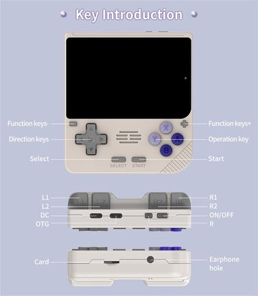 Портативна ігрова приставка Powkiddy V10 Retro, сумісна з 64-бітними 3D-симуляторами та системою з відкритим вихідним кодом, 128G TF Card, 20000 ігор, 3.5-дюймовий IPS екран, 3000 мАг портативні ігрові приставки (чорний-128G)