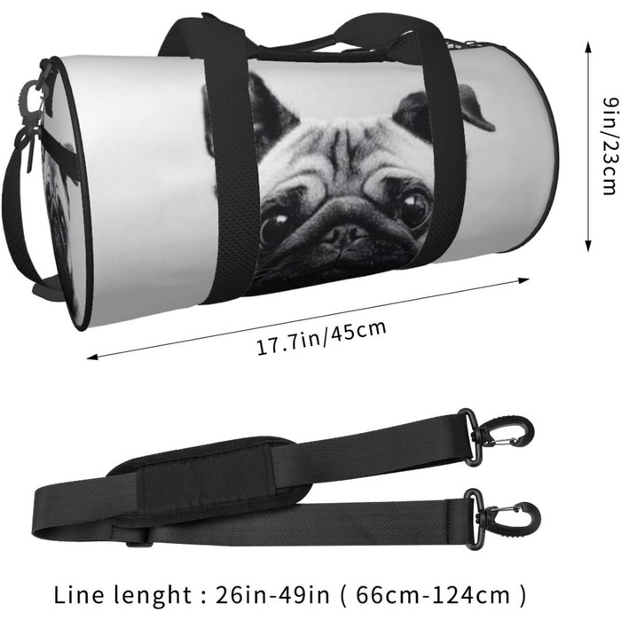 Дорожня сумка-циліндр з мопсом, спортивна сумка для чоловіків та жінок, сумка для подорожей, спортивний баул
