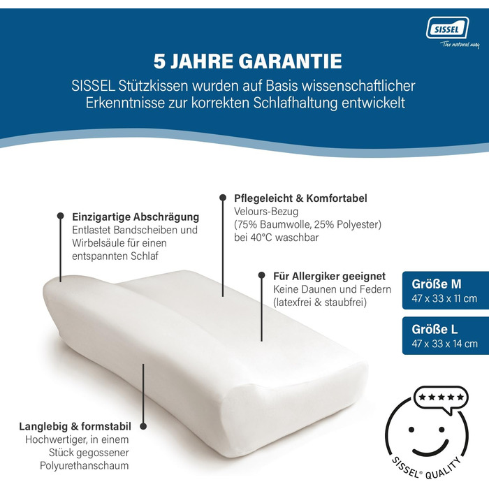 Класична ортопедична подушка для шиї з велюровим чохлом, розмір L (47 x 33 x 14 см)