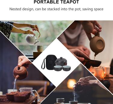 Набір для чаювання Кунг-Фу з кераміки, портативний, з кришкою та ситечком ідеальний вибір для любителів чаю в дорозі