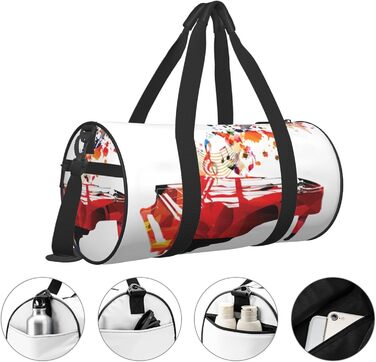 Спортивна сумка-мішок для подорожей, барвистий принт Фортепіано, сумка для ночівлі, чорна, універсальний розмір, дорожня сумка