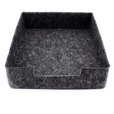 Лоток для документів LUXflair Felt DIN A4, розмір 33,5x24,5x7 см, темно-сірий, штабелюється, поверхня, що протирається. Лоток для листів, настільний органайзер для офісу та дому, темно-сірий 1