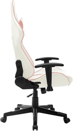 Геймерське крісло, офісне крісло, білий та рожевий, штучна шкіра