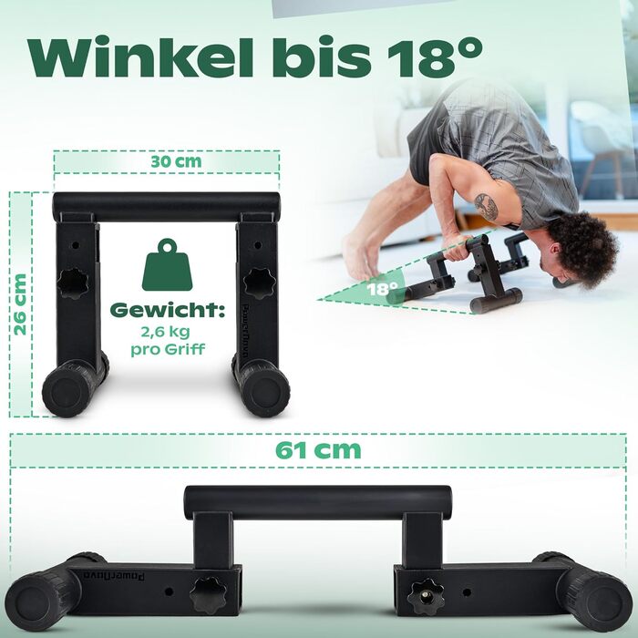 Ручки для віджимань 3-в-1 - Регульована рукоятка для калістеніки, стійки на руках та ручок для віджимань Ручки для віджимань, зручні для зап&39ястя, ідеальне обладнання для домашньої студії, тренажерного залу та в дорозі POWERNOVA Metal