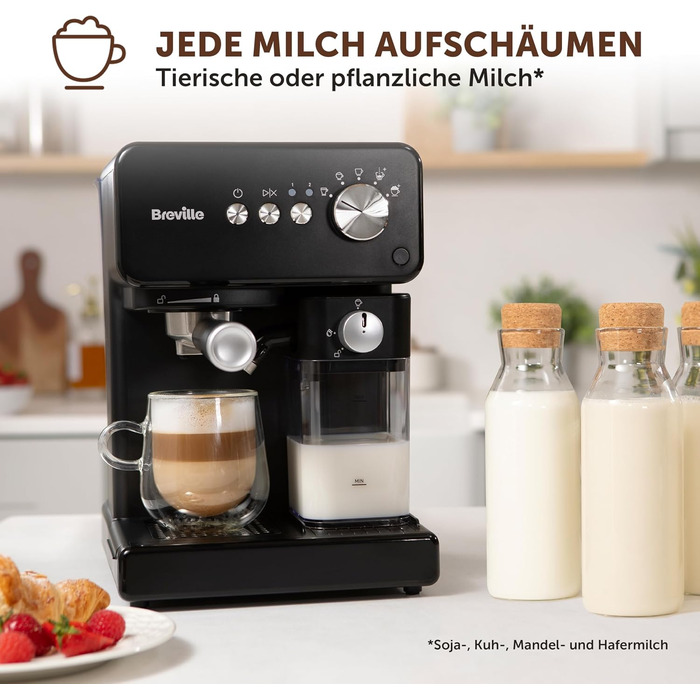 Кавомашина Breville Prima Latte One-Touch Автоматичний капучинатор Для капучино, лате та інших напоїв Італійський насос 15 бар Чорна VCF183 шт. Prima Latte One-Touch Negra