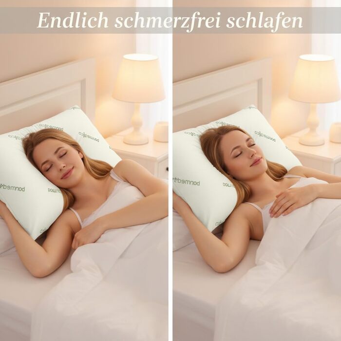 Ортопедична подушка для шиї bonmedico з піни з ефектом пам&39яті для болю в шиї та покращення положення сну 68x40x12 см для сну на спині та на боці чохол, який можна прати, гіпоалергенна Supreme 12 см