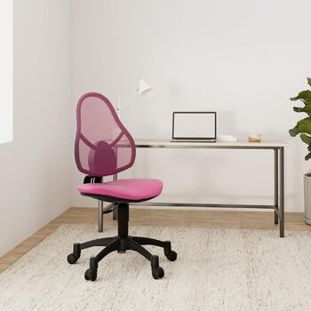 Офісне крісло, стілець для роботи для дітей та підлітків, оббивка з тканини, рожевий, одномісний