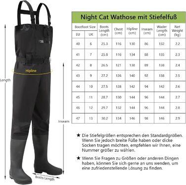Чоловічі та жіночі потовщені вейдерси, рибальські вейдерси з чобітьми, вейдерси з нагрудними кишенями, регульованими ремінцями, нейлонові вейдерси, рибальські вейдерси 44W