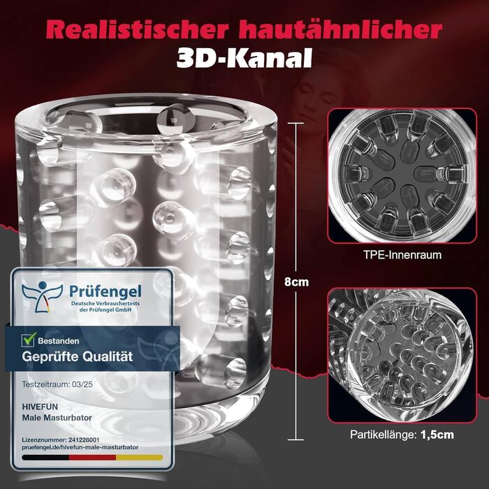 Електричний мастурбатор HIVEFUN для чоловіків, з 7 режимами вібрації, поштовхів та обертання