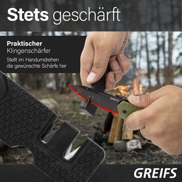 Складаний ніж G1 (дворучний) з точилкою та чохлом, EDC ніж Outdoor & Survival кишеньковий ніж, ніж для виживання, мисливський ніж