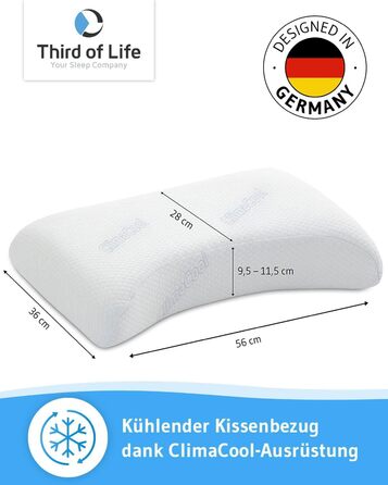 Охолоджувальна подушка VITALice Регульована по висоті подушка для шиї з піни з ефектом пам&39яті з чохлом ClimaCool Класна ергономічна подушка для сну на боці, дихаюча, ергономічна, 56x36x9,5/11,5 см