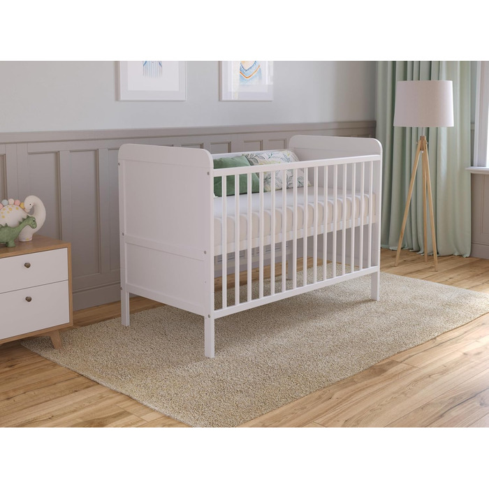 Дитяче ліжечко/спальне місце Love For Sleep 120x60 см з матрацом - Дерев&39яне дитяче ліжко, біле, Повний комплект дитячого ліжка - Розкладне ліжечко, біле, без шухляди