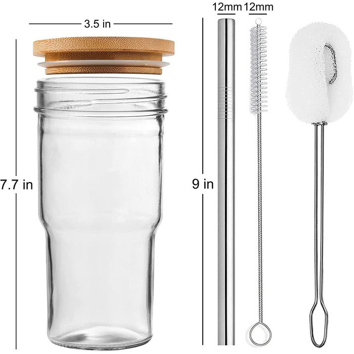 Чашки для бульбашкового чаю ALINK 2 упаковки 650 мл, багаторазова чашка для смузі, дорожня пляшка Boba Cup, окуляри Highball, скля