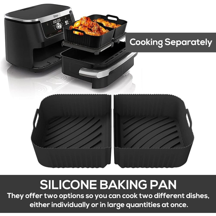 Аксесуари для фритюрниці NAVESO для шухляди Ninja Foodi Flexdrawer 10.4 л AF500DE, 3 шт. и аксесуарів для силіконової форми для фритюрниці, аксесуари для фритюрниці для двозонної аерофритюрниці, аксесуари для фритюрниці