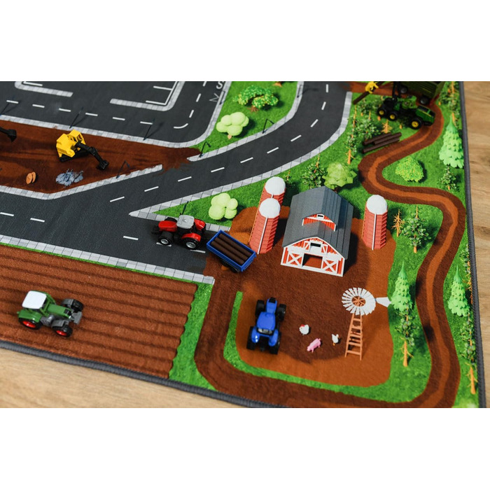 Дитячий ігровий килим дорога і машина (300x200 см) - миється, нековзний і сертифікований OEKOTEX - килим для дитячої кімнати хлопч