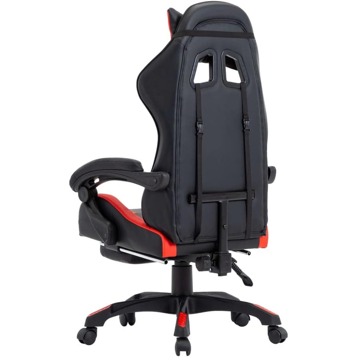 Геймерське крісло з підставкою для ніг, червоно-чорна штучна шкіра