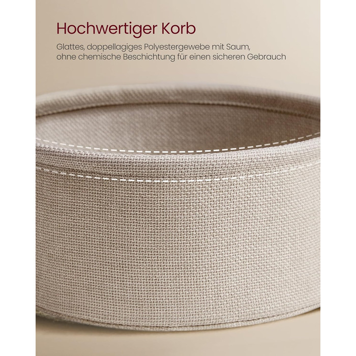 Круглий бічний столик VASAGLE, маленький столик, журнальний столик з розеткою, столик для вітальні, кошик з тканини, місце для зберігання у вітальні та спальні, сучасна тумбочка, матовий білий-верблюжий коричневий LET228W02 Матовий білий верблюжий коричне