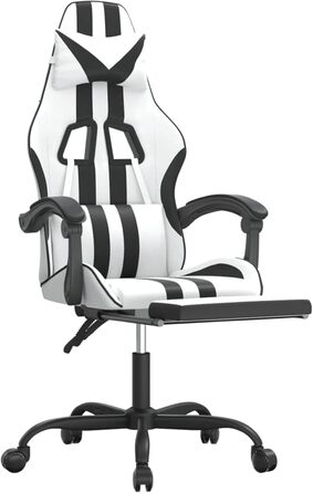 Ігрове крісло з підставкою для ніг, крісло для ПК, ігрове крісло, крісло для геймерів, крісла для домашнього офісу, ігрові крісла, крісло для Playstation, комп&39ютерне крісло, обертове, біла та чорна штучна шкіра
