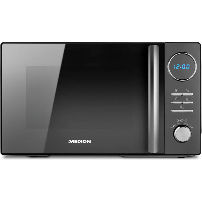 Мікрохвильова піч MEDION 3 в 1 з функцією гриля та конвекції (23 літри, 900 Вт, 1 000 Вт гриль, 1 680 Вт гаряче повітря, 10 автоматичних програм, функція розморожування, дисплей, MD11493) чорний