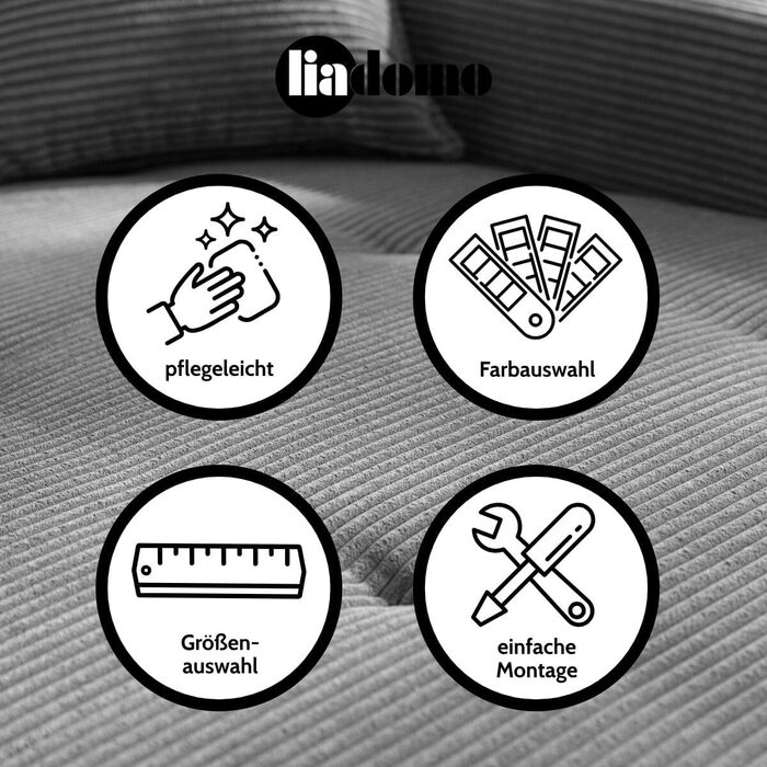 Диван Hilary Graphite, сучасний кутовий диван, вельветова оббивка сірого кольору, шезлонг для правого боку, зручний диван, легко чиститься та має стабільні розміри, металеві ніжки, L-подібний диван, зроблено в Європі, шезлонг для правого боку, графіт