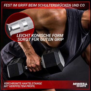 Гантелі шестигранні Miweba Sports HGH100 Пара по 12.5 кг (діапазон 2.5-30.0 кг)