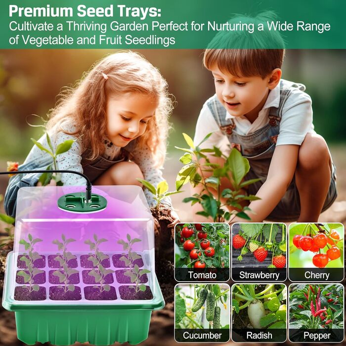 Коробка для розмноження DazSpirit для кімнатної теплиці з 5 упаковками з освітленням, міні-набір для розмноження для теплиць, освітлення рослин із таймером і регульованою яскравістю, лотки для розмноження розсади для теплиць, садівництво