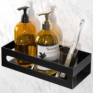 Полиця для душу без свердління, чорна самоклеюча полиця для ванної кімнати, полиця для шампуню та гелю для душу з нержавіючої сталі