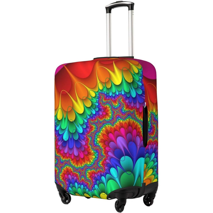 Чохол для валізи Райдужний тай-дай - червоний принт, еластичний захист від подряпин та пилу, чорний, розмір 85